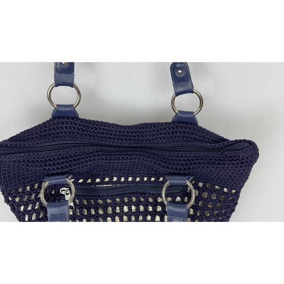 The Sak Navy Crochet Tote Bag With Zipper Pocket & Shoulder Straps - Picture 14 of 16